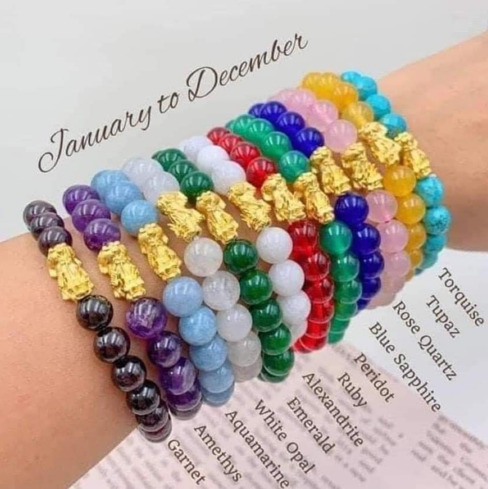 24K Gold Piyao Pixiu Lucky Charm Brecelet Natural Gemstone. NWB $115ea.